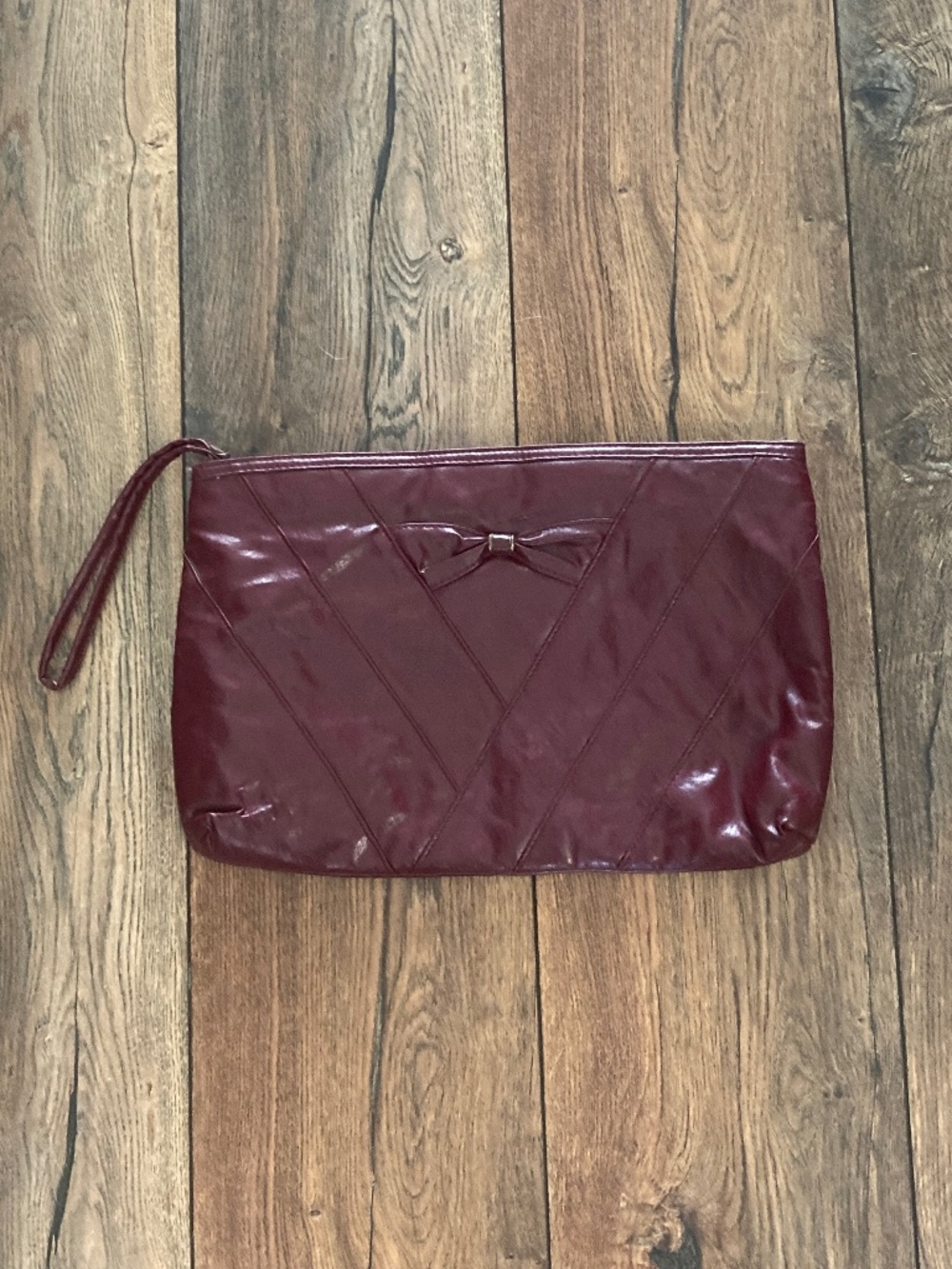 Beautiful Faux Leather Large Clutch Handbag Burgundy / Maroon